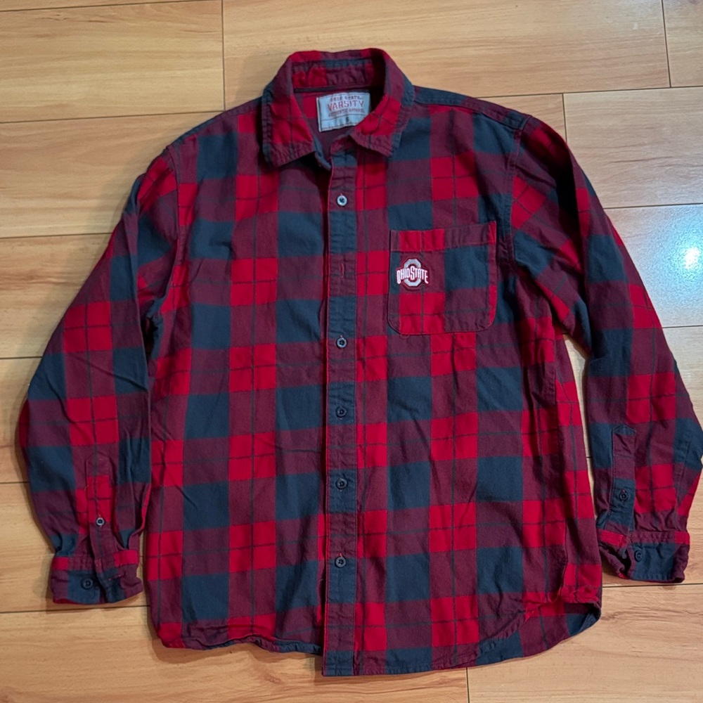 The Ohio State Scarlet and Gray long sleeve button down shirt